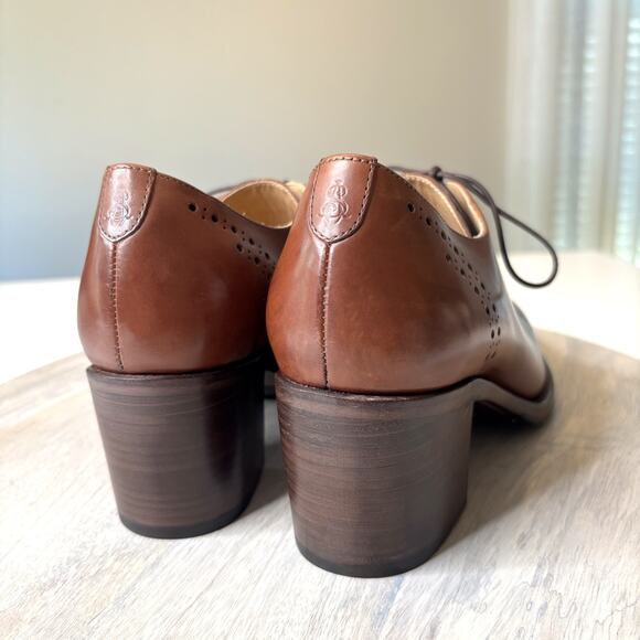 The Office of Angela Scott Mrs. Hazel Brogue Oxford Heels Brown Leather Size 9 - Picture 6 of 13